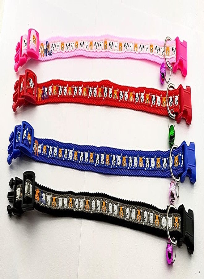 Pups&Pets طوق ناعم ولطيف من النايلون بسمك 15 مم من Pups&Pets | قابل للتعديل مع طباعة وجه وجرس صوتي | حزام رقبة آمن للكلاب والقطط الصغيرة - قطعة واحدة (وردي) - Image 4